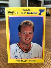 1989-90 KODAK KMOX ST. LOUIS BLUES TOM TILLEY SIGNED AUTOGRAPHED CARD B
