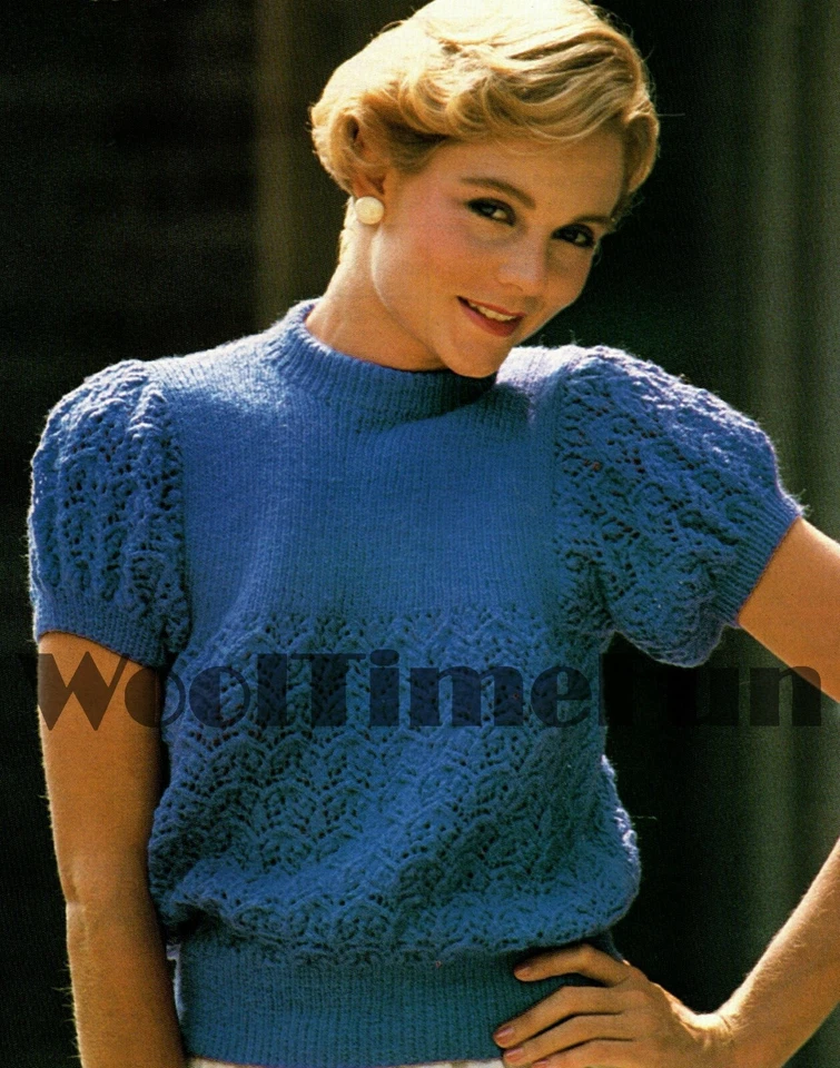 Knitting Pattern Women's Vintage Style Short Sleeve Sweater. 32" - 40" Bust. - Image 1 of 1