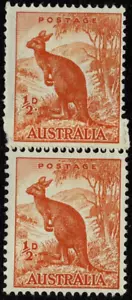 1950 ½d Kangaroo No Wmk Coil Pair with Join. MUH ACSC 180bg SG228c. No1 - Picture 1 of 2