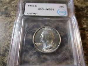 1949-D WASHINGTON QUARTER RPM-001 ICG MS65 201 - Picture 1 of 4