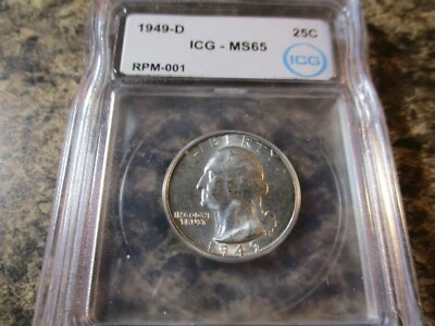 1949-D WASHINGTON QUARTER RPM-001 ICG MS65    201 - Image 1 of 4