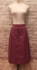 Vtg 80s Preppy Pleated Midi Skirt Pockets Dusty Mauve Pink Size 10 W26 - Picture 1 of 3