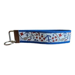 Nautical Sailing Keychain Wristlet Handmade Key FOB Anchors Oars Row Boat Ocean - Picture 1 of 5