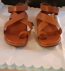 Universal Thread Damen-Sandalen "Matilda" Knöchelriemen Zehenring cognacfarben Größe 10  - Bild 1 von 9