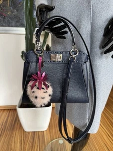 Fendi Roma Iconic Peekaboo Mini Bag Selleria Midnight Blue mit Strawberry Charm - Bild 1 von 24