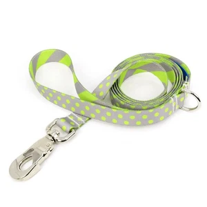 PEWTER lime dots gray - 3/4 inch dog leash quality polyester fadeproof, USA made - Picture 1 of 7
