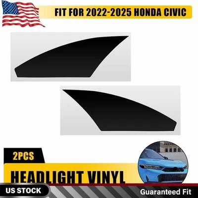 Para Honda Civic 2022-2025 Faro Lateral Marcador Vinilo Superposición Tinte Calcomanías Negro Foto 1 de 4