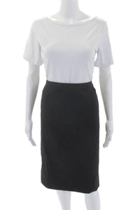 Lafayette 148 New York Women's A-Line Button Slit Hem Midi Skirt Black Size 14 - Picture 1 of 7