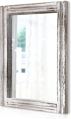 Rustic Wood Framed Wall Mirror Rectangle Decorative for Bedroom Bathroom Living - Image 1 of 4