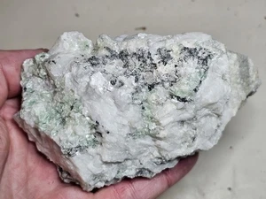Mint Green Talc Mineral Specimen On Calcite - Ropes Gold Mine, Michigan - Picture 1 of 7
