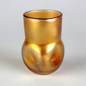 LTC Tiffany Gold Aurene Iridescent Signed Pinch Vase Antique Art Glass Favrile C - Picture 1 of 6