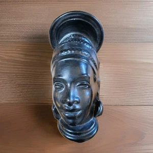 Vtg Ceramic Pottery Atlantic Mold African Tribal Womans Head Wall Art Sculpture - Picture 1 of 10