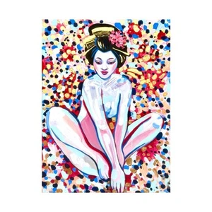 Original Acryl Gemälde Wandbild Handgemalt Frau Geisha Modern Art - Bild 1 von 7
