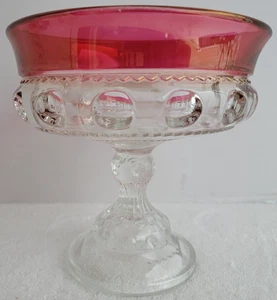 VINTAGE 36 OZ TIFFIN KINGS CROWN RUBINROT FLASH DAUMENABDRUCK GLAS KOMPOTT 7" - Bild 1 von 8