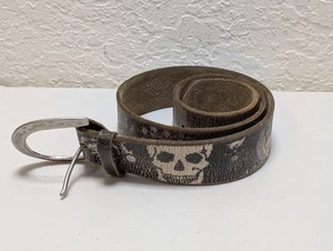 Leather Island Bill Lavin Belt Mens Pirate Skull Bones Jolly Roger Size 32 - Picture 1 of 6