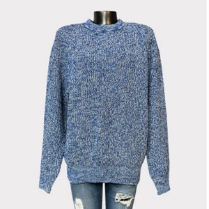 Vintage 80er NEWUnisex Strick Pullover Herren Small Damen mittelblau weiß warm kuschelig - Bild 1 von 7