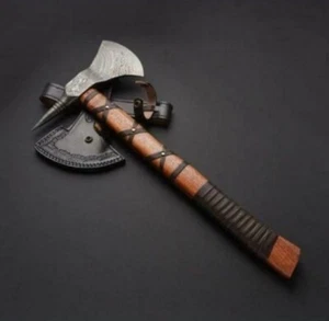 CUSTOM HANDMADE DAMASCUS STEEL VIKING HATCHET TOMAHAWK HUNTING TACTICAL AXE - Picture 1 of 1