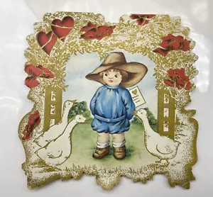 Vintage Valentine Greeting Card Die Cut Embossed Adorable 1920's 4"X4": IN. - Picture 1 of 5