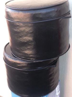 Juego de reposapiés de vinilo negro retro moderno vintage de mediados de siglo Hollywood Regency Foto 1 de 4