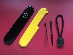 Victorinox Griffschalen Set schwarz gelb Schweizer Taschenmesser 91mm Schlaufe - Bild 1 von 1