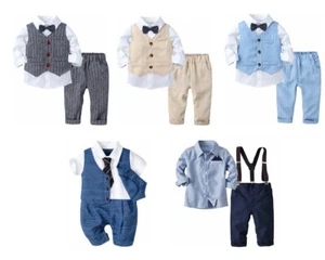 Conjunto de 2 piezas de mono de esmoquin para bebés niños caballeros + pantalones largos de esmoquin - Imagen 1 de 45