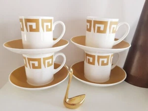 1960's Susie Cooper design for Wedgewood, Old Gold Keystone cup + saucer set - Picture 1 of 5