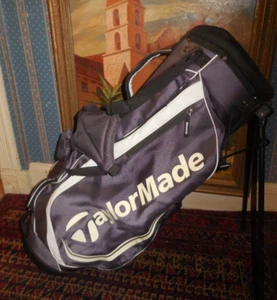 USED TAYLORMADE STAND BAG / 4 WAY DIVIDE /BLACK & OFF WHITE /NO RAINCOVER. - Picture 1 of 5