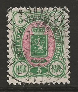 FINNLAND 1889 5m grün & pink sehr schön gebraucht Mi#33a - Bild 1 von 2