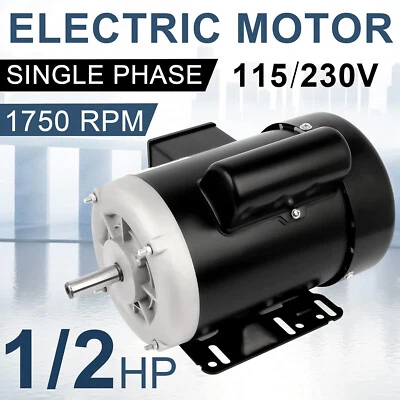 1/2 HP Electric Motor 1750 RPM 56 Frame Single Phase 115/230 V 60 HZ