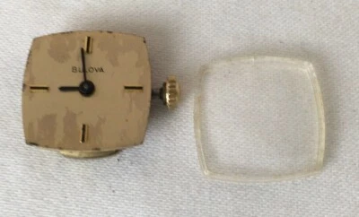  Reloj Pulsera Mujer Bulova Cuadrado Tono Dorado Cara y Cristal 17 Joyas Para Piezas Foto 1 de 4