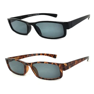Retro Rectangular Magnified Tinted Lens Reading Sunglasses Spring Temples UV400 - Picture 1 of 13