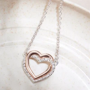 AVON Rose Gold Plated Two Hearts 'Cecilia' Necklace with Swarovski® Crystals - Picture 1 of 11