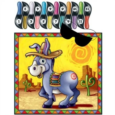 BEISTLE Pin The Tail On The Donkey Game Fiesta Cinco De Mayo Party Supplies Decorations