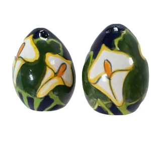 Shaker sale e pepe Talavera dipinto a mano verde blu pace CALLE LILY Messico - Foto 1 di 9