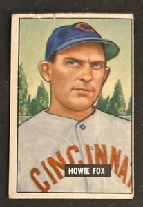 1951 Bowman Howie Fox Baseball Card #180 Reds Pitcher Poor Creased Stained O/C - Picture 1 of 2