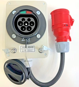 EV. Adaptador de carga 16 A / 3 fases tipo 2 caja de montaje en embrague CEE 16 amperios - Imagen 1 de 12