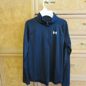 Kid's youth Under Armour 1/4 zip pullover shirt size L black EUC - Picture 1 of 4