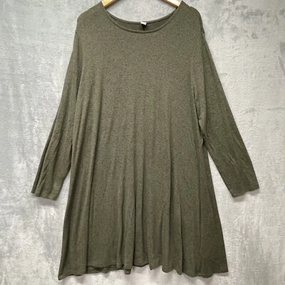 Old Navy Heather Olive Green Long Sleeve Fall Plus Size XXL Jersey Knit Dress - Image 1 of 4