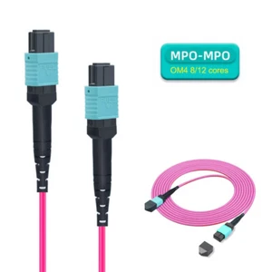 Patchcord światłowodowy MPO do MPO OM4 8/12 rdzeń typ B żeński pasuje do partii MTP - Zdjęcie 1 z 10