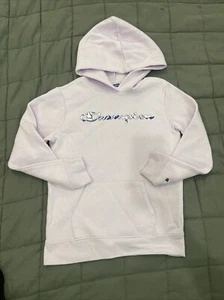 Champion Hoodie Sweatshirt Youth Girls Large 14 Purple Pouch w Spell Out Logo - Picture 1 of 14