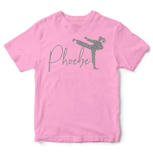 Silver Glitter Karate T Shirt Personalised Birthday Christmas Martial Arts Gi... - Picture 1 of 11