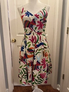 Vanessa Virginia Anthropologie Folk Art Dress Embroidered Floral Animals Size 10 - Picture 1 of 19