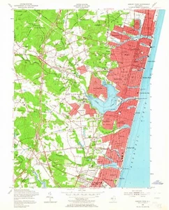 Asbury Park, NJ - 1954 Historical Vintage Map Print, New Jersey Cartography Art - Picture 1 of 1