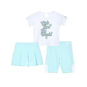 Hind Girls Graphic T-Shirt, Bike Short, and Scooter Skirt Outfit Set, Size (7/8) - Picture 1 of 4