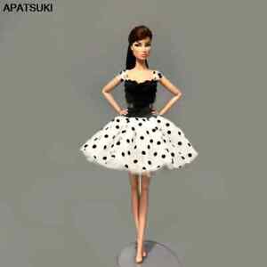 Schwarz Weiß Polka Tutu Kleid für Barbie Puppe Outfit Kleidung 1/6 Puppe Zubehör
