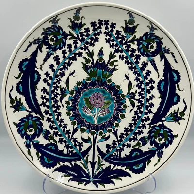 Plato de cerámica con estampado floral hecho a mano de azulejo turco - 31"" regalo para el hogar Foto 1 de 4