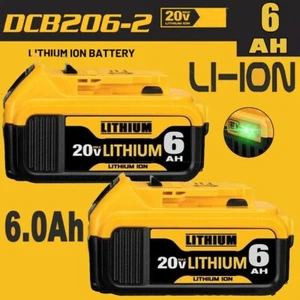 2pack Replace For Dewalt DCB206-2 20V MAX 6.0 Ah Power Tool Battery Li-Ion NEW - Picture 1 of 13