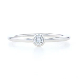 Tiffany & Co. Diamond Bezet Ring White Gold 18k Round Brilliant .12ct Solitaire - Picture 1 of 9