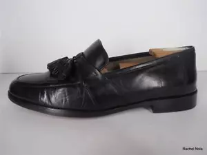 Johnston Murphy Mocasines Borla Talla 9 Zapatos de Vestir Cuero Negro Clásico Italiano - Imagen 1 de 12