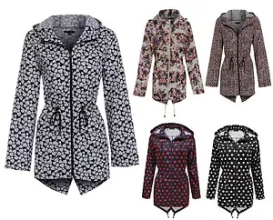 NEW WOMENS BLACK RAIN MAC PARKA LADIES FISHTAIL PLUS SIZE RAINCOAT SIZE 8-24 - Picture 1 of 14